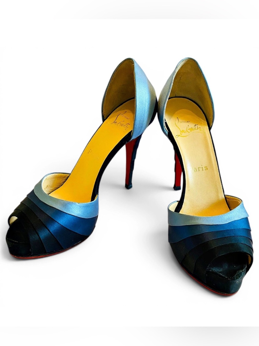 🛍️Christian Louboutin Authentic Armadillo D'Orsay Pleated Satin Peep Toe Pumps